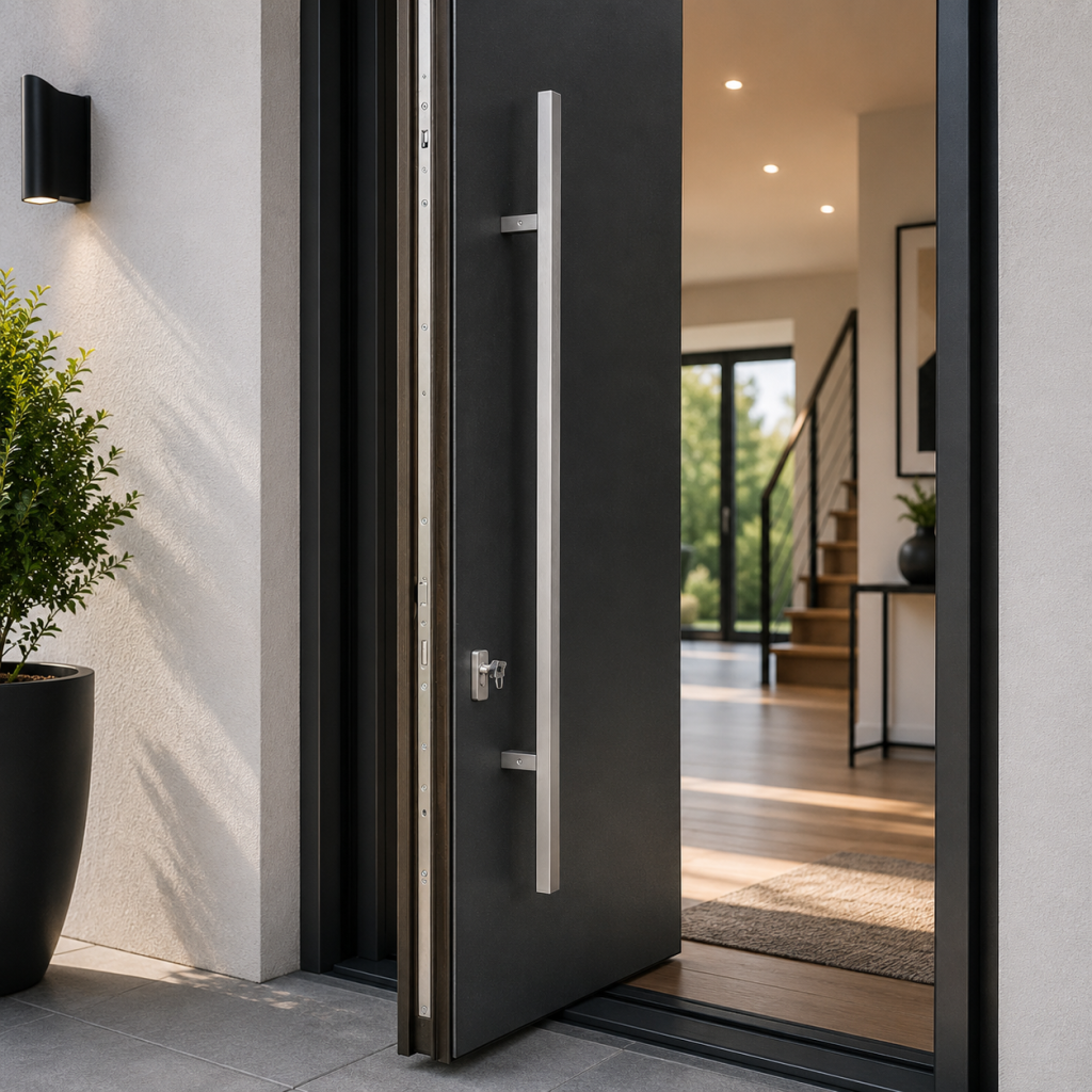 Door with euro profile multipoint lock