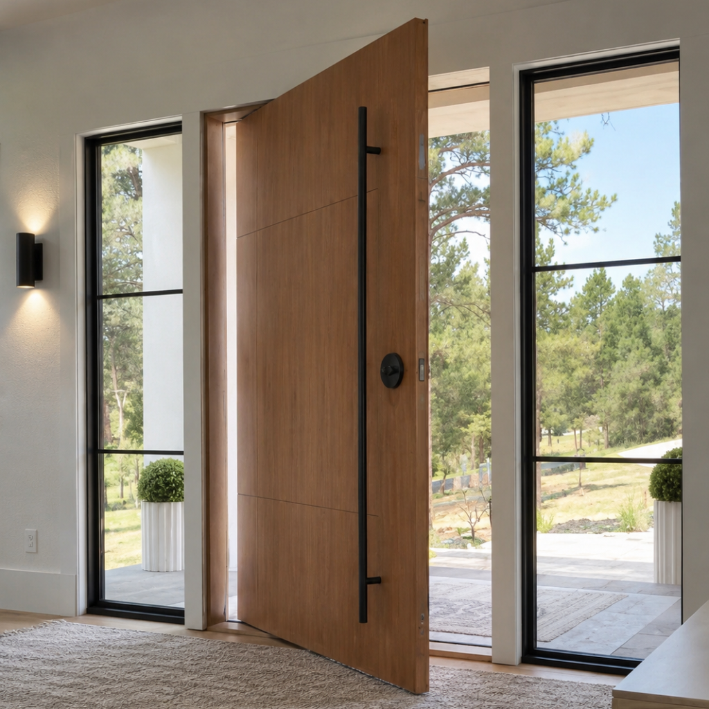 Door with single cylinder US deadbolt